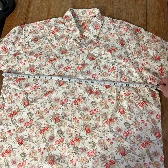 Alan Flusser Button Down Floral Red Pineapples Long Sleeve Shirt Size XXL - Picture 5 of 5